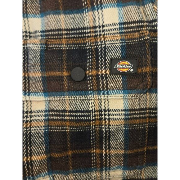 Dickies Mens Flannel Snap Work Shirt Jacket Medium Outdoors Rugged - Picture 8 of 11